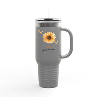 40oz Insulated Travel Mug, White Floral ’Coffee’ Design Leak‑Resistant Tumbler for Commuters & Gift Giving - 40oz