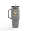 40oz Insulated Travel Mug, White Floral ’Coffee’ Design Leak‑Resistant Tumbler for Commuters & Gift Giving - Mug