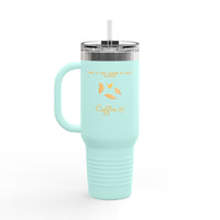 40oz Insulated Travel Mug, White Floral ’Coffee’ Design Leak‑Resistant Tumbler for Commuters & Gift Giving - Mug