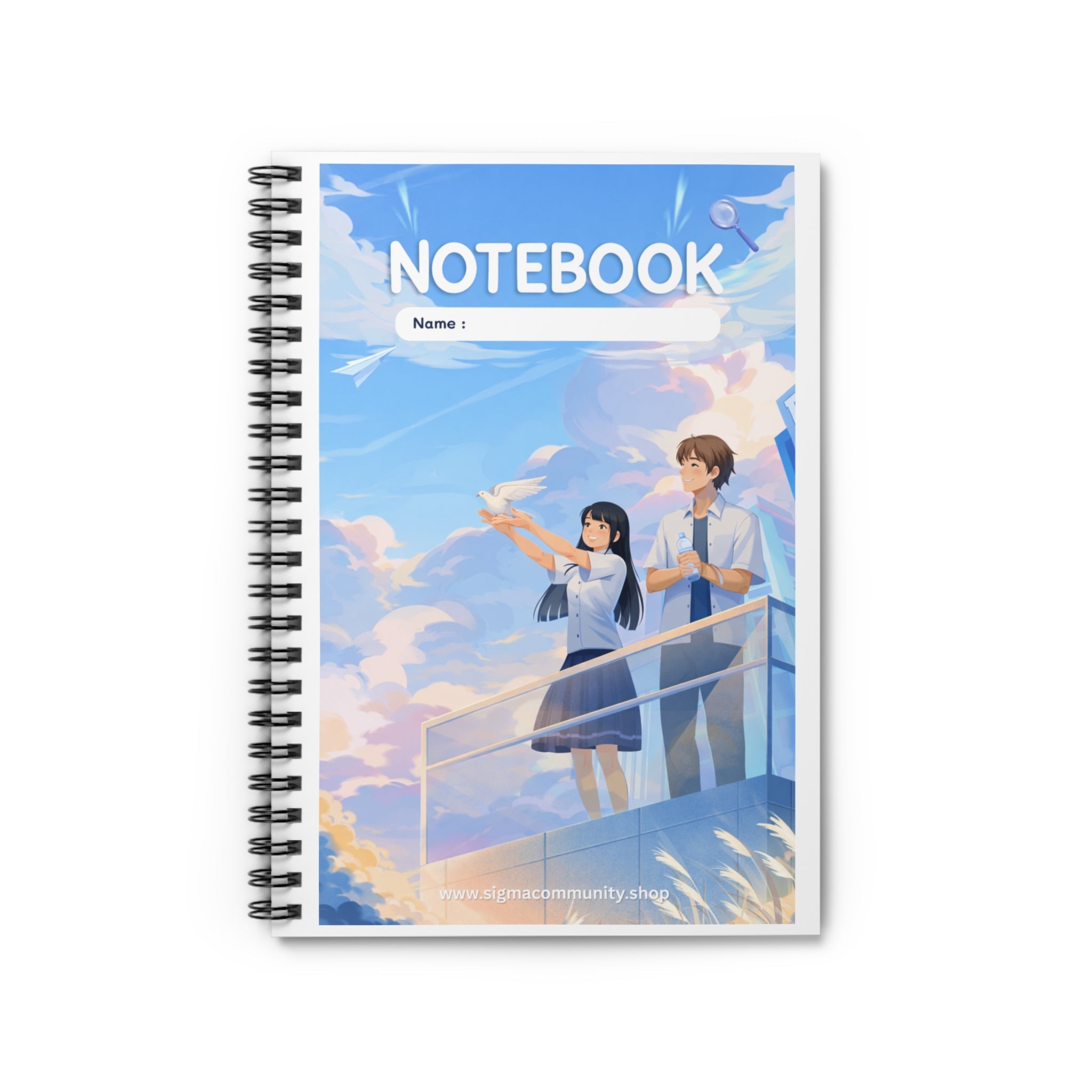Anime Sky Notebook — Ruled Spiral Journal with 'NOTEBOOK' Cover