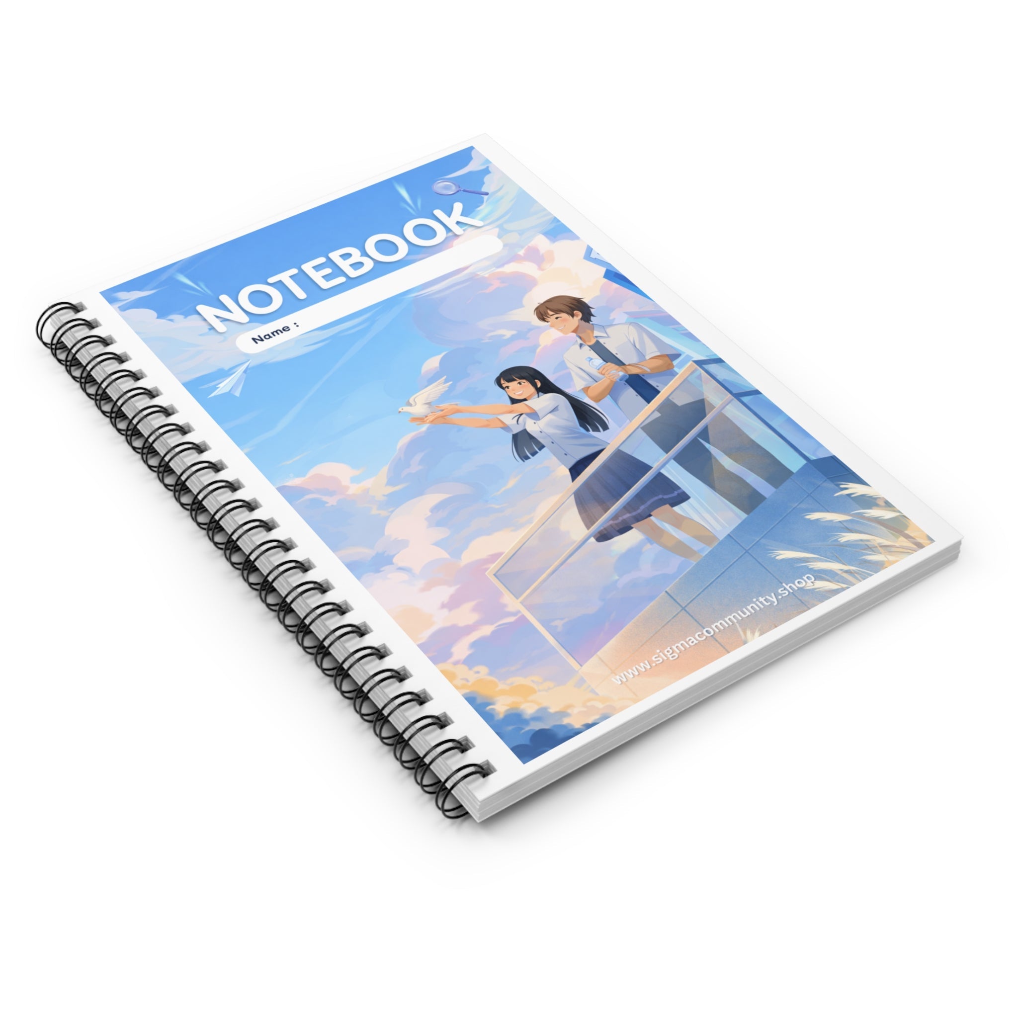 Anime Sky Notebook, Ruled Spiral Journal with ’NOTEBOOK’ Cover - One Size - Paper products