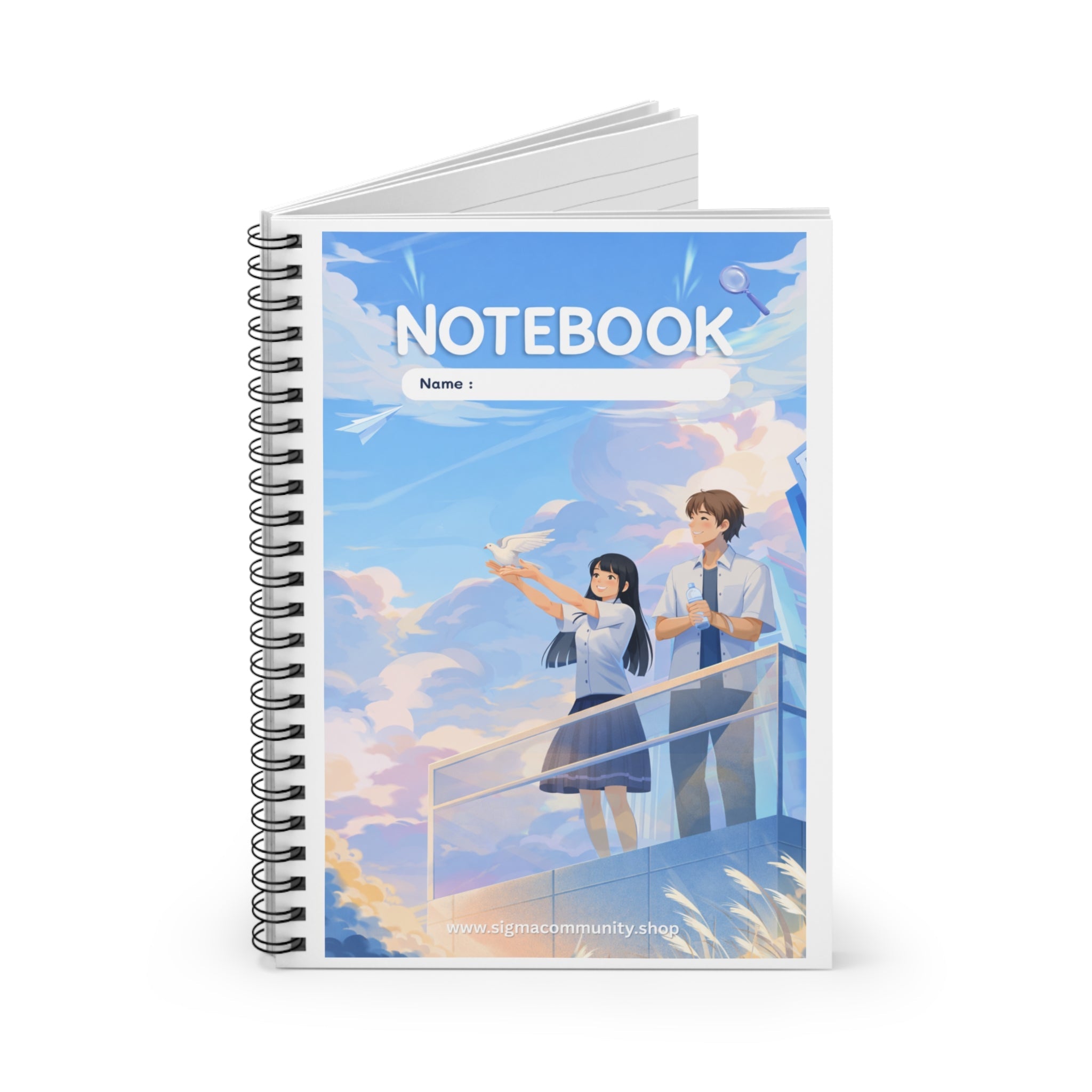 Anime Sky Notebook — Ruled Spiral Journal with 'NOTEBOOK' Cover