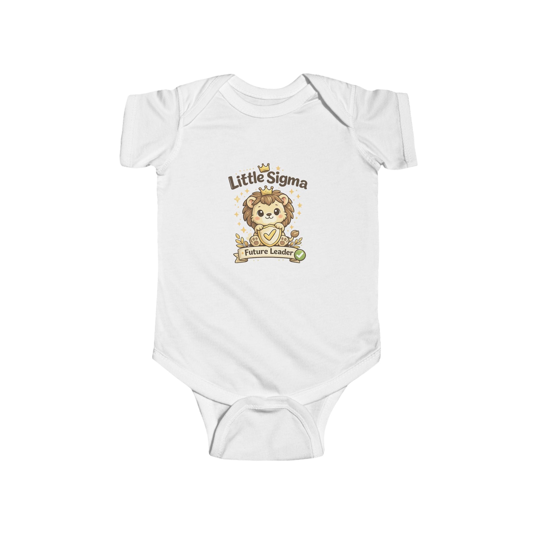 Baby Bodysuit, ’Little Sigma’ Lion Infant Onesie (Cute Nursery Gift) - White / NB (0-3M) - Kids clothes