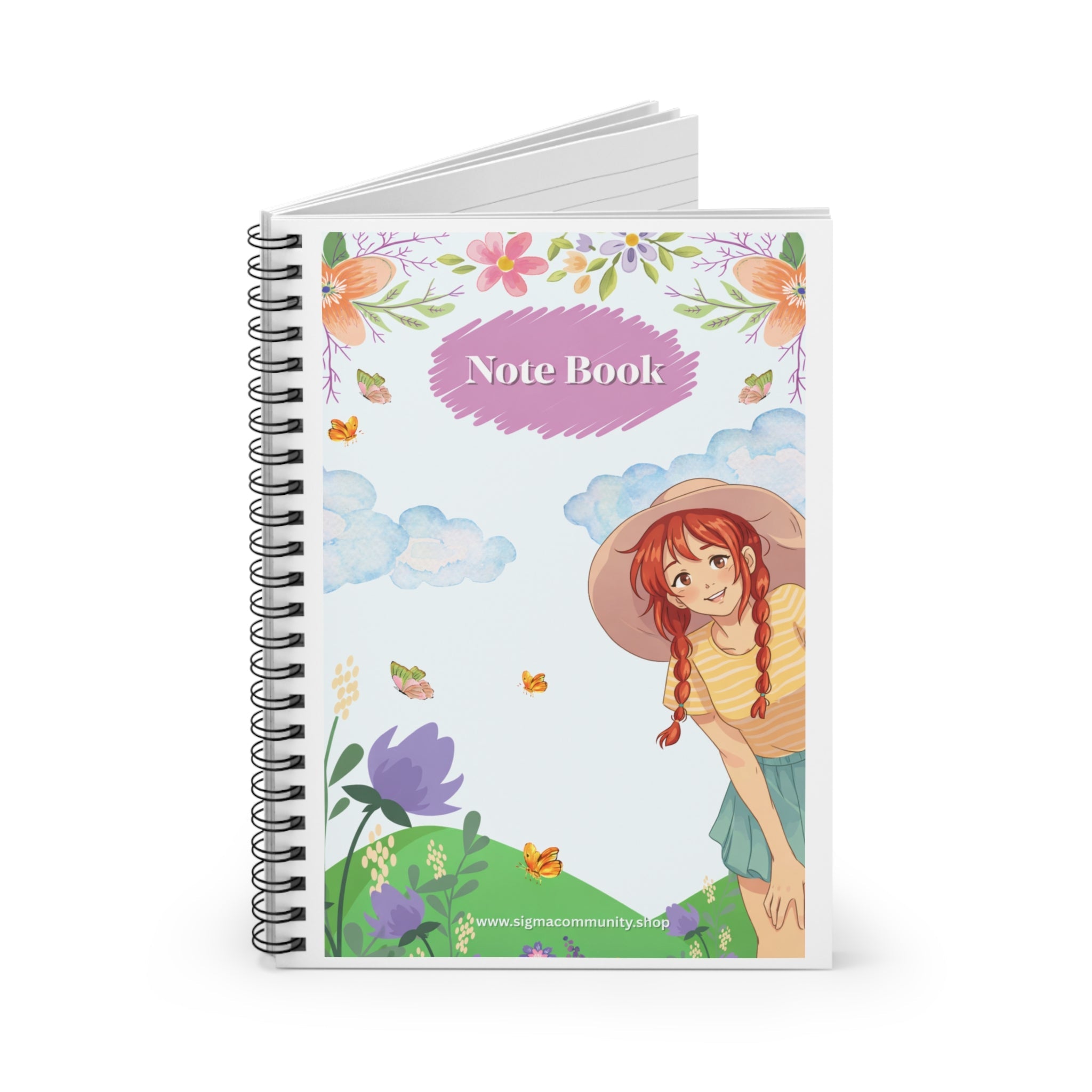 Floral Girl Spiral Notebook — 'Note Book' Cute Kawaii Journal for School & Gifts