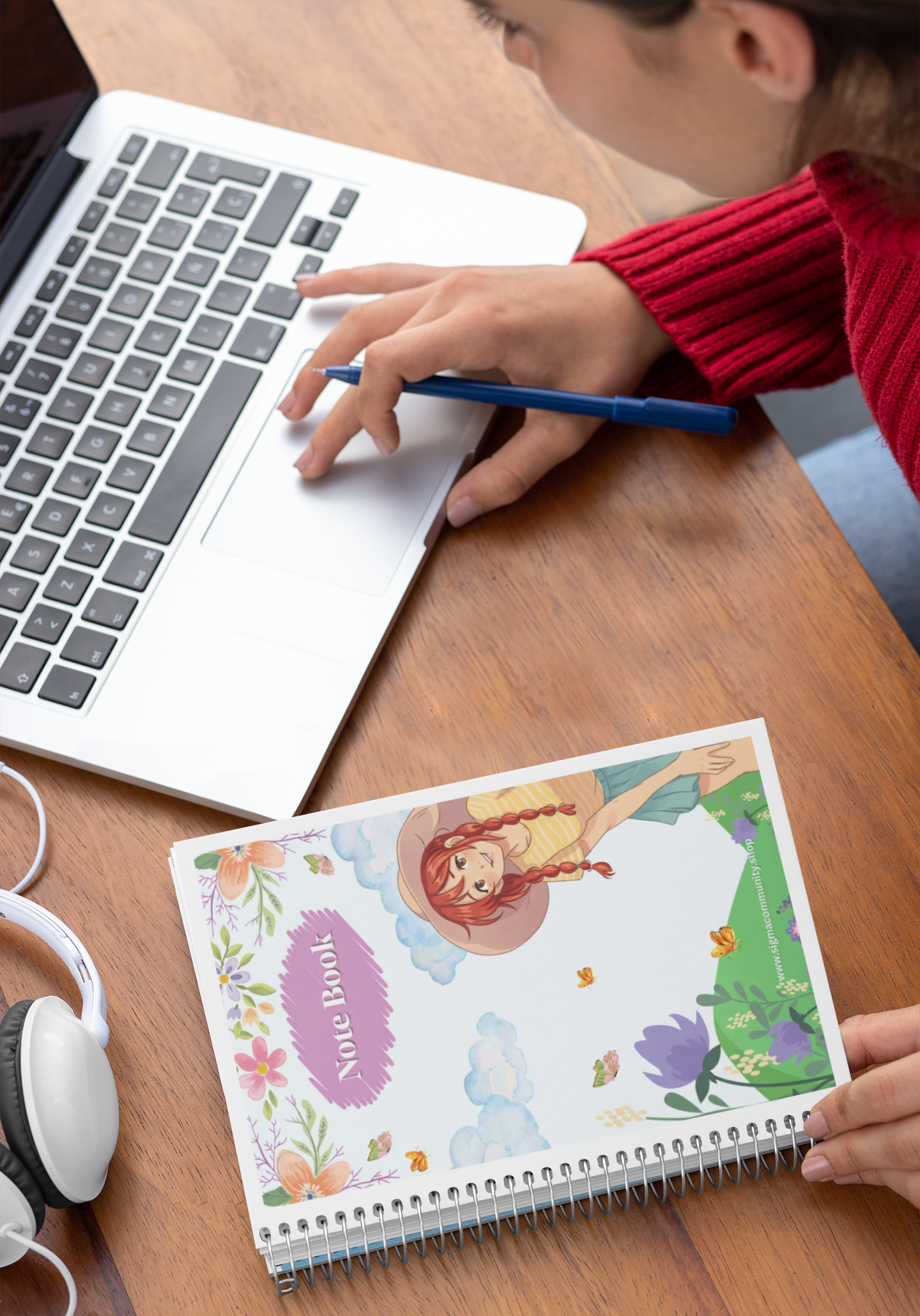 Floral Girl Spiral Notebook, ’Note Book’ Cute Kawaii Journal for School & Gifts - One Size - Paper products