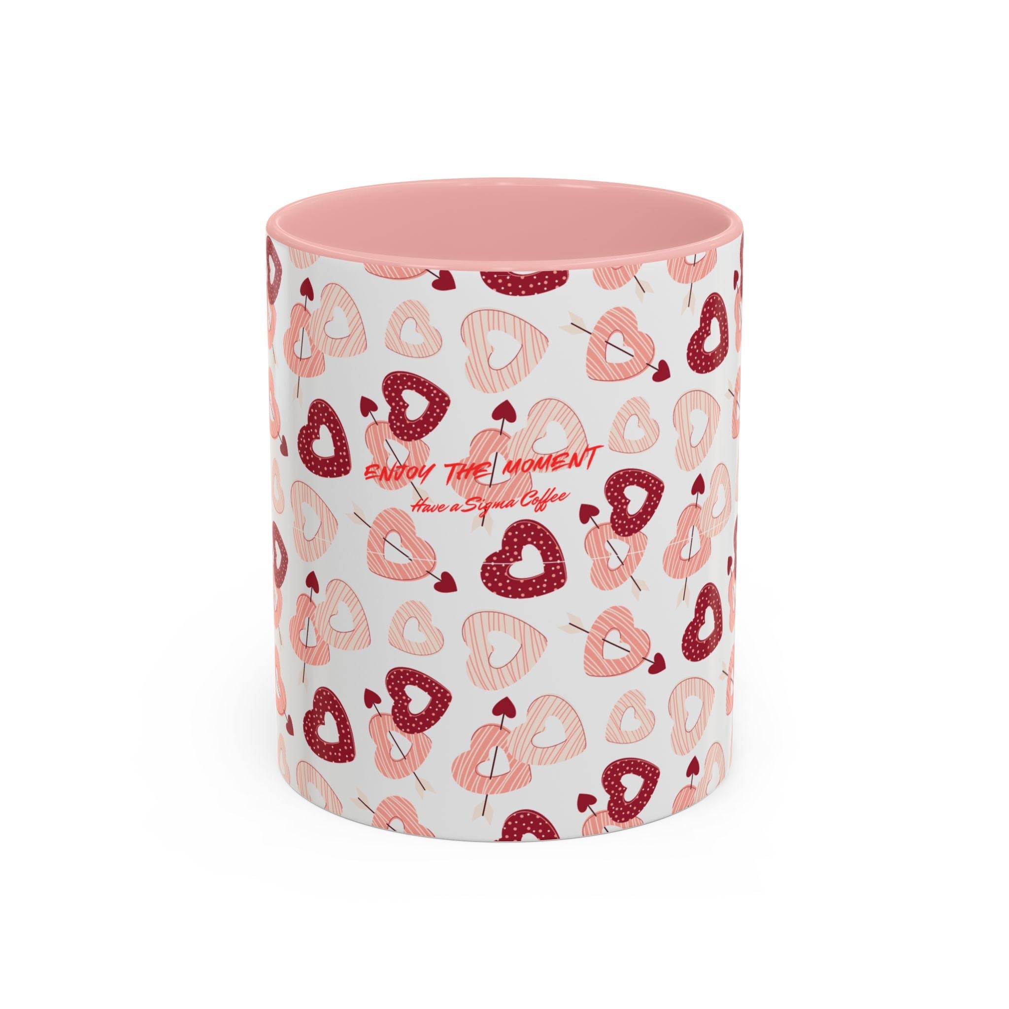 Heart Pattern Coffee Mug – "Enjoy the Moment" Accent 11/15oz