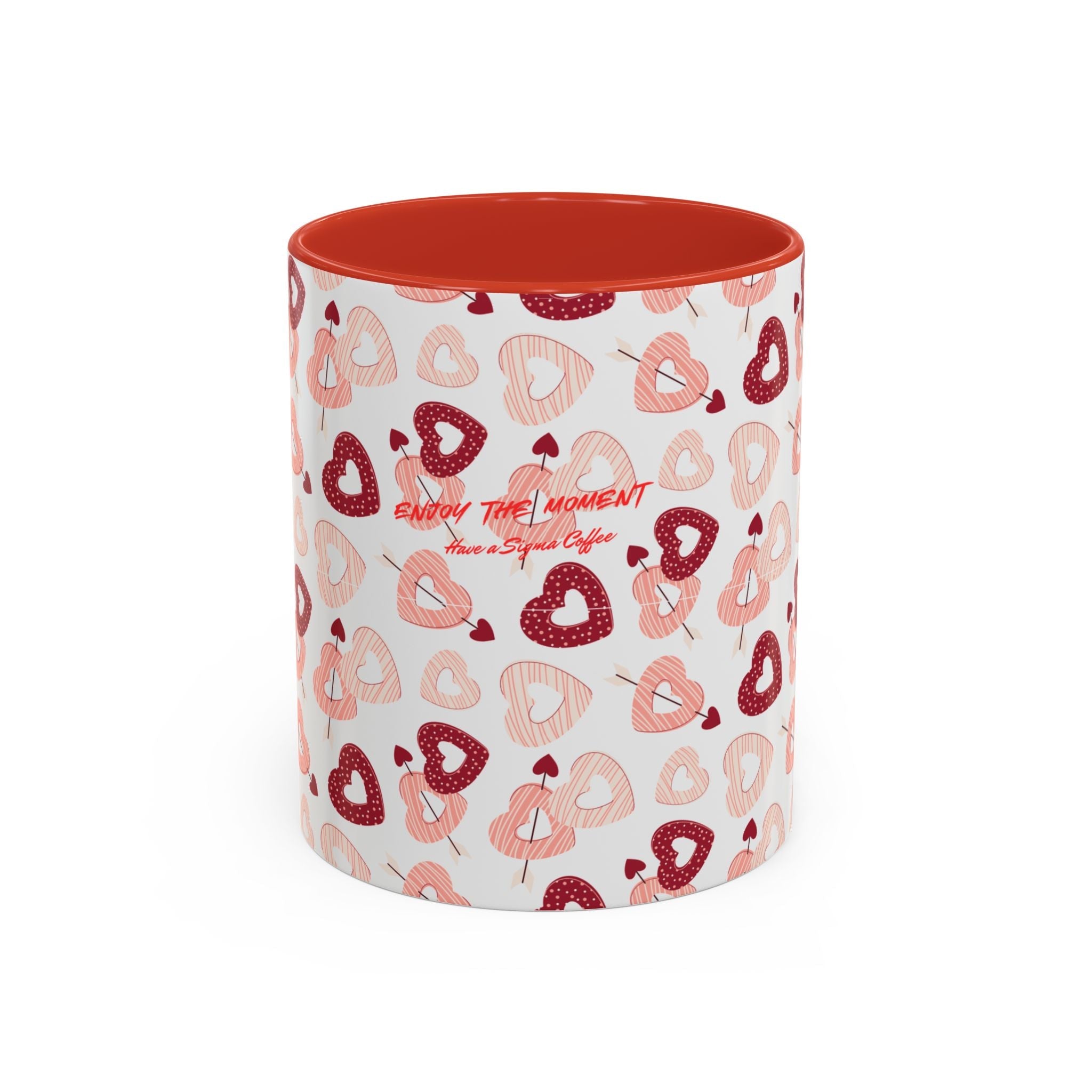 Heart Pattern Coffee Mug – ’Enjoy the Moment’ Accent 11/15oz - Mug