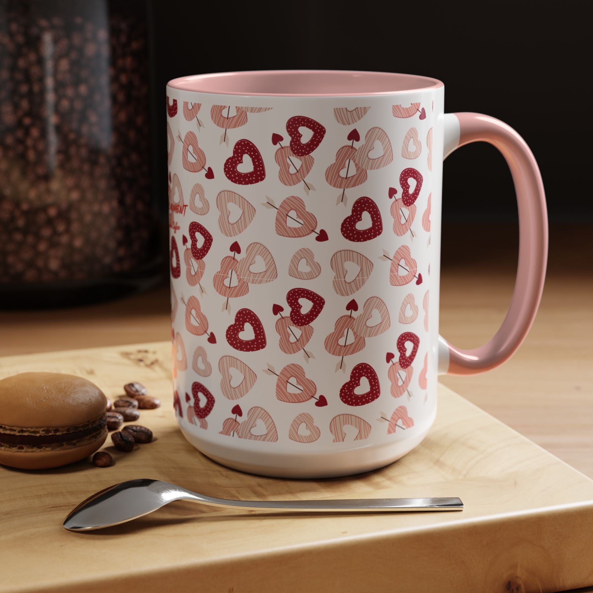 Heart Pattern Coffee Mug – ’Enjoy the Moment’ Accent 11/15oz - Mug