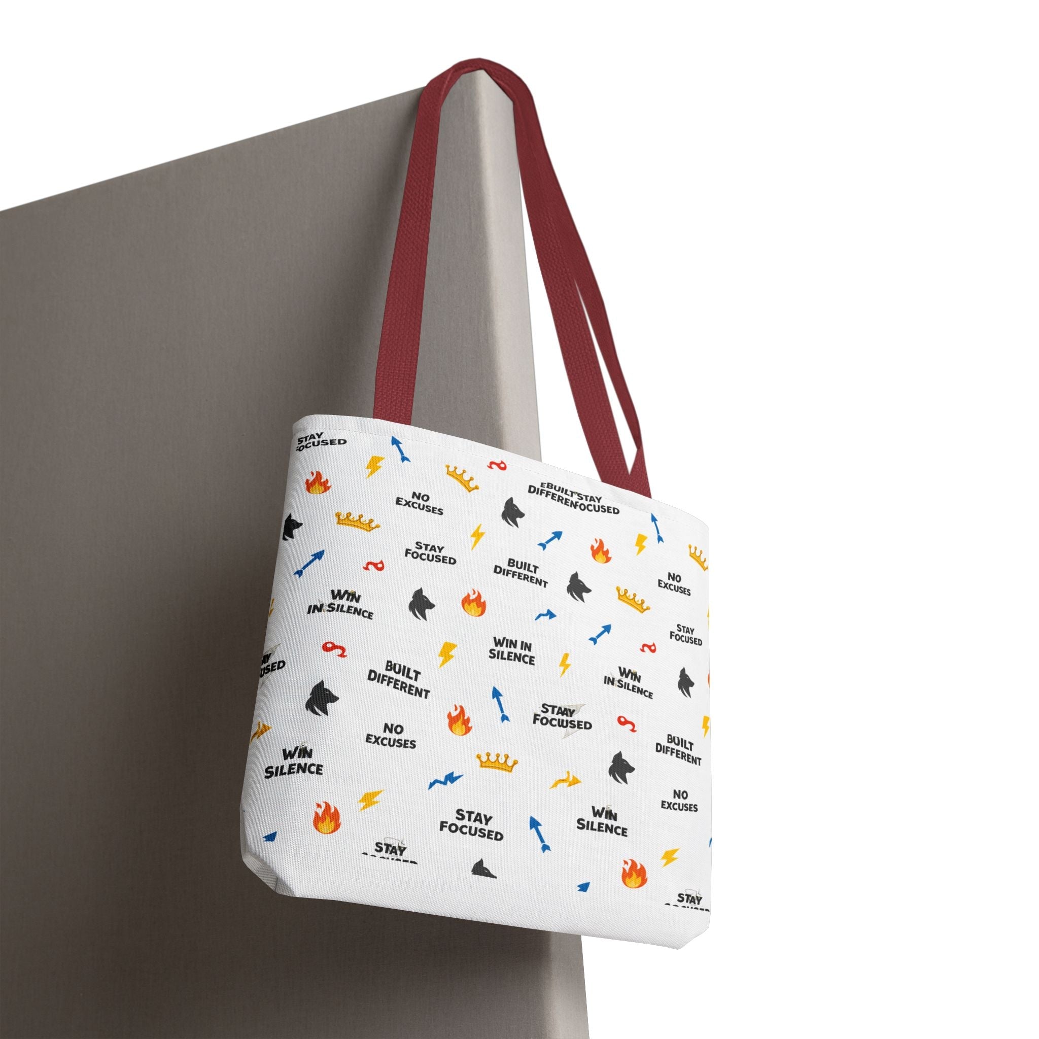 Motivational Pattern Tote Bag, Stay Focused Reusable Shopper - Bags
