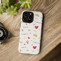 Phone Case, Self Love Pattern with Hearts Crowns & ’I love me’ Text - Phone Case