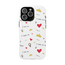 Phone Case, Self Love Pattern with Hearts Crowns & ’I love me’ Text - Phone Case