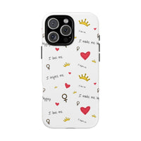Phone Case, Self Love Pattern with Hearts Crowns & ’I love me’ Text - Phone Case